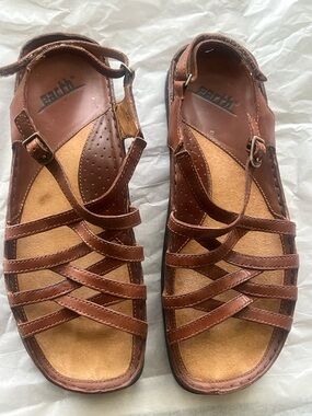 Earth Brown Multi-Strap Leather Sandals